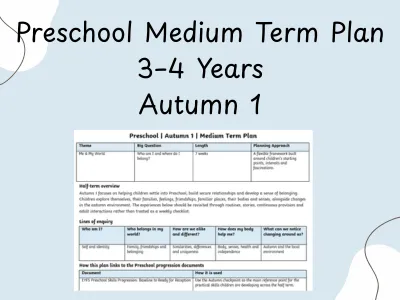 Preschool Autumn 1 Medium Term Plan | 3–4 Years — preview 1