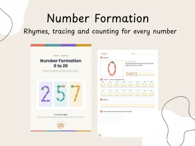Number Formation 0 to 20 Rhymes, Tracing & Ten Frames — preview 1